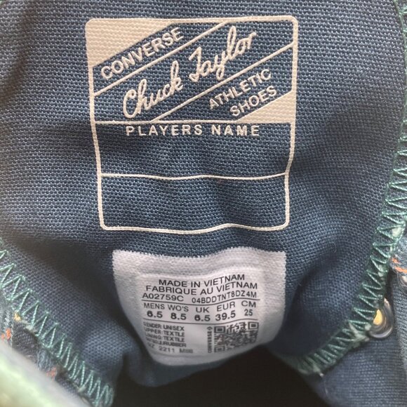 Converse Unisex Green Canvas Chuck Taylor All Star Hi-Top Sneakers Sz 6.5M/8.5W - Picture 6 of 10